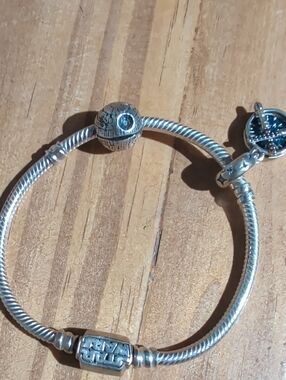 PANDORA STAR WARS Sterling Silver Twisted Charm CLASP Bracelet - Silver